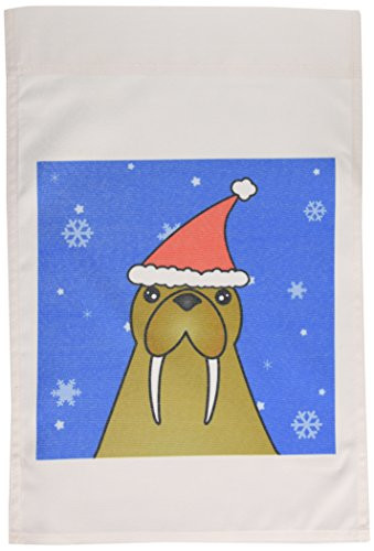 3dRose fl_6299_1 Cute Walrus Santa Hat and Snowflakes, Garden Flag, 12 by 18-Inch