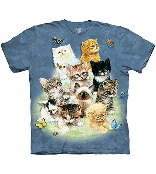 The Mountain 10 Kittens Adult T-Shirt  Blue  Large