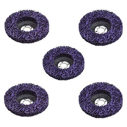 5Pcs 4" Poly Strip Disc Wheel Paint Rust and Oxidation Removal Clean for Angle Grinder Purple for Surface Preparation Conditioning and Finishing