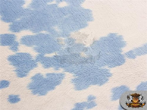 Suede Velvet Fabric Udder Madness Upholstery Cow Print 54" Wide Sold by The Yard  Blue