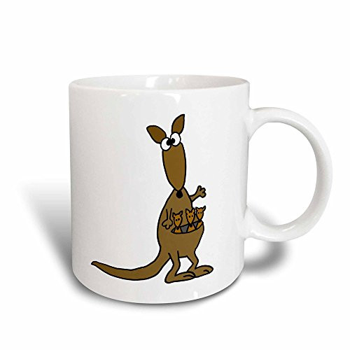 3dRose mug_196058_3 Funny Mother and Babies Kangaroo Magic Transforming Mug  11-Ounce