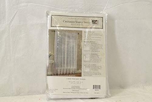 Kensington Home Fashion Crushed Voile Sheer 63-Inch Rod Pocket Window Curtain Panel in White