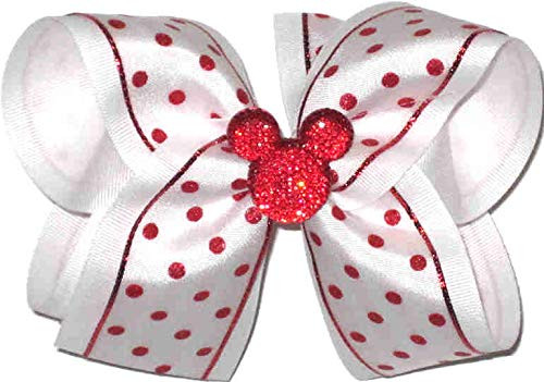 DS-226L Large Red Glitter Dot with Red Sparkle Minnie Miniature over White