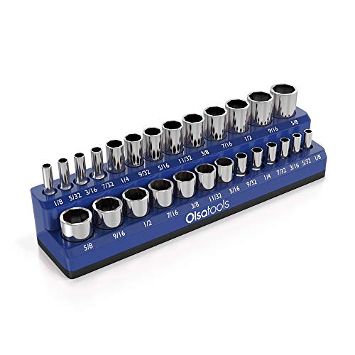 Magnetic Socket Organizer  1 4-inch drive  SAE BLUE  Holds 26 Sockets  Premium Quality Tools Organizer  by Olsa Tools