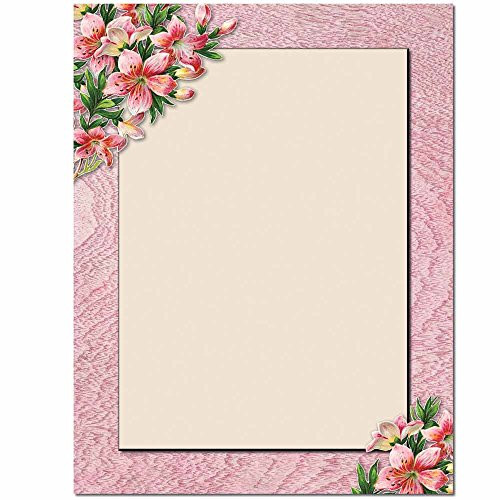 Pink Lilies Letterhead Laser  and  Inkjet Printer Paper  100 pack