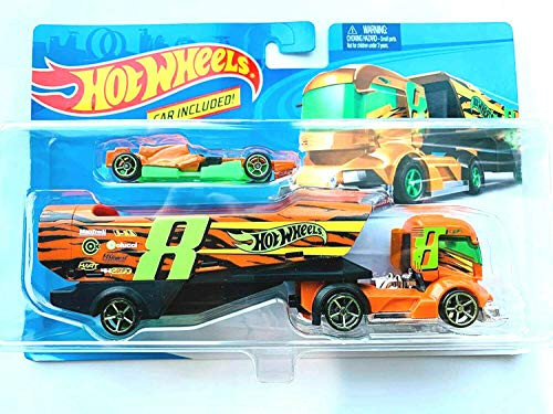 DieCast Hotwheels Big Rig Heat Vehicle  Orange  Detachable Trailer  car Included