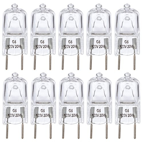 [10 Pack] Simba Lighting 20 Watt 120 Volt Halogen Light Bulbs G8 Base Bi-Pin Shorter 1-3/8" (1.38") Length 120V 20W T4 JCD Lamp Soft White