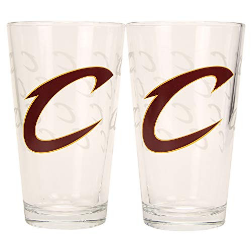 NBA 16 oz. Etched Logo Pint Glass Set  Cleveland Cavaliers  Logo