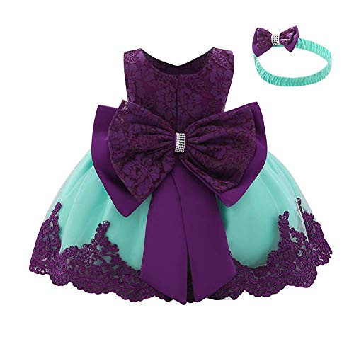 Baby Girls Lace Flower Tutu Dress Christening Baptism Holy Communion First Birthday Party Formal Dresses Toddler Kids Princess Wedding Bridesmaid Bowknot Dance Gown with Headwear Purple Plus Green 6-9M Baby Girls Lace Flower Tutu Dress Christening Baptism Holy Communion First Birthday Party Formal Dresses Toddler Kids Princess Wedding Bridesmaid Bowknot Dance Gown with Headwear Purple Plus Green 6-9M