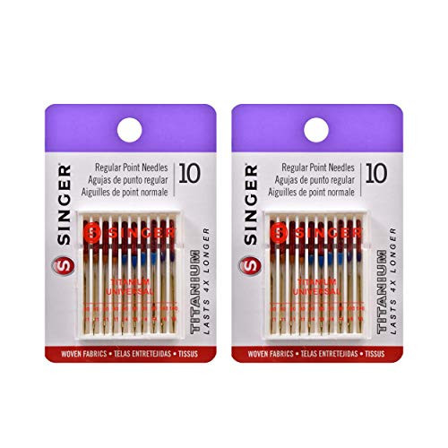 Singer Titanium Universal Regular Point Machine Needles for Woven Fabric  Assorted Sizes  10-Pack  20 Needles
