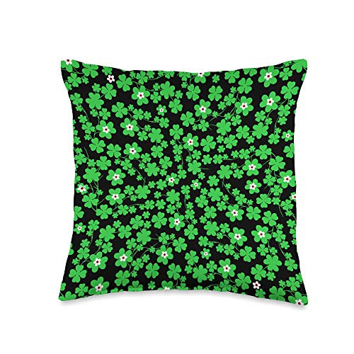 Saint Patrick's Day Shamrock - D0T9N8EM21 St Patricks Day Lucky Shamrock Irish Green Clover Pattern Throw Pillow  16x16  Multicolor