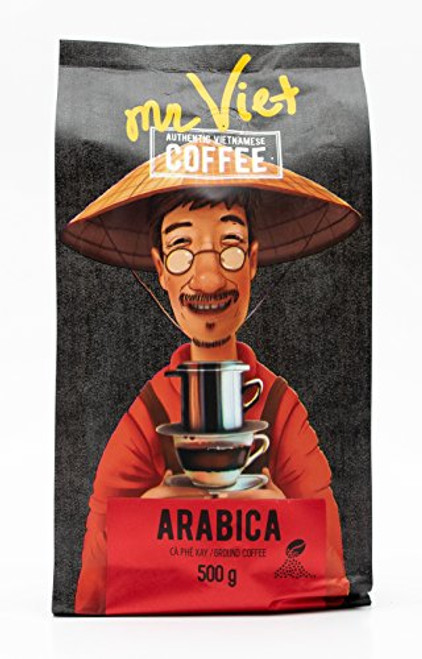 Mr Viet Arabica 100% Ground Coffee | Fresh and Promptly Delivered from Vietnam - Roasted Authentic Vietnamese Blend, Suitable for All Coffee Machines 500g