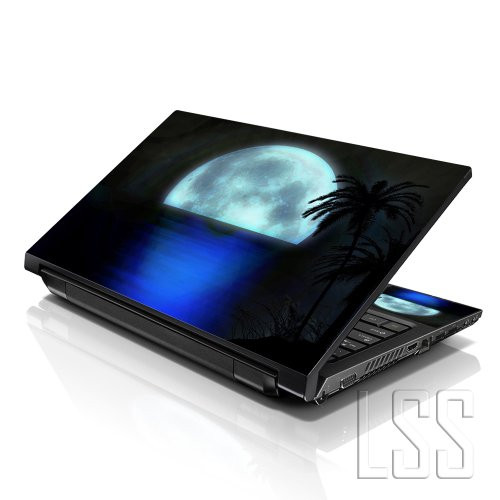 LSS Laptop 17-17.3" skin Cover with Colorful Beach Moon Light Pattern for HP Dell Lenovo Apple Asus Acer Compaq - Fits 16.5" 17" 17.3" 18.4" 19" (2 Wrist Pads Free)