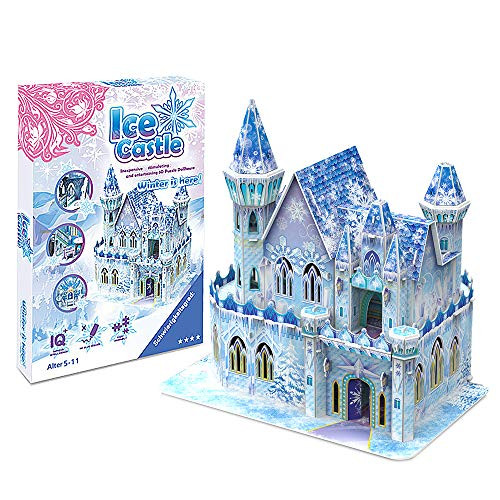 3D Princess Ice Castle Puzzle  Jigsaw Cardboard Educational Toys Games  DIY Castle Kids Model Mechanical Building Kits  Puzzle for Easter Gifts for Children Ages 3-9