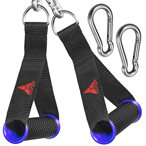 allbingo Pro Cable Handles Compatible with Cable Machines and Bowflex  Heavy Duty Exercise Hand Grips Attachment with 2 Carabiners for Resistance Bands Total Home Gym  Black Blue  Heavy Duty