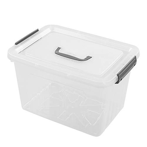 Farmoon 12 Quart Clear Storage Bin  Plastic Stackable Box Cotainer with Lid and Grey Handle