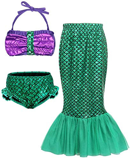 Tsyllyp Girls Mermaid Tail Swimsuit Bikini Set 3PCS Princess Dress Up Birthday Halloween Costumes Tsyllyp Girls Mermaid Tail Swimsuit Bikini Set 3PCS Princess Dress Up Birthday Halloween Costumes