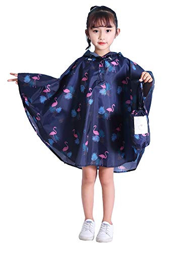 Spmor Kids Rain Poncho Hooded Jacket Rain Coat Blue Bird S