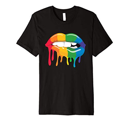 Funny Rainbow Dripping Paint Lips Gift Premium T-Shirt