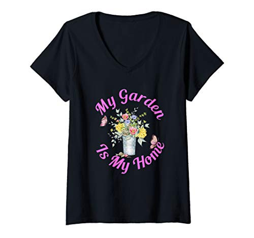 Womens My Garden Quote Gardeners Vegetable  and  Flower Garden Gift V-Neck T-Shirt Womens My Garden Quote Gardeners Vegetable  and  Flower Garden Gift V-Neck T-Shirt