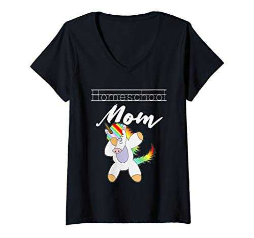 Womens Homeschool Mom Virtual Learning Remote Distance Quarantine V-Neck T-Shirt