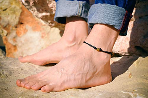 Anklet for men  men's anklet with a bronze tube charm and a black cord  anklet for men  gift for him  men's ankle bracelet  Valentine's gift