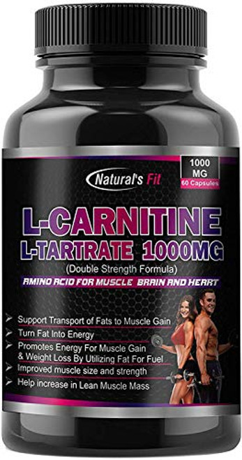 Naturals Fit L-Carnitine Supplement for Weight Loss L-Carnitine 1000mg Fat Burner Supplement Amino Acid for Muscle Heart and Brain 60 Veg Capsules Naturals Fit L-Carnitine Supplement for Weight Loss L-Carnitine 1000mg Fat Burner Supplement Amino Acid for Muscle Heart and Brain 60 Veg Capsules