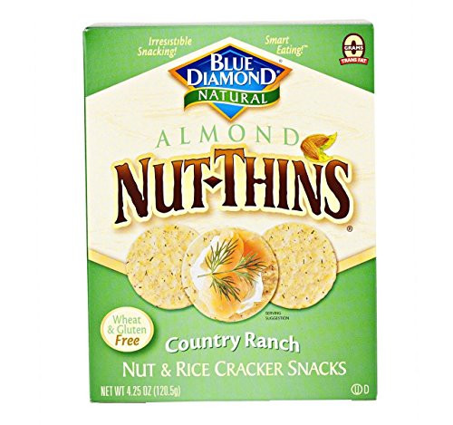 Gluten Free Almond Nut-Thins Cracker Snacks  Country Ranch  Pack of 4 - 4.25 Oz. Boxes