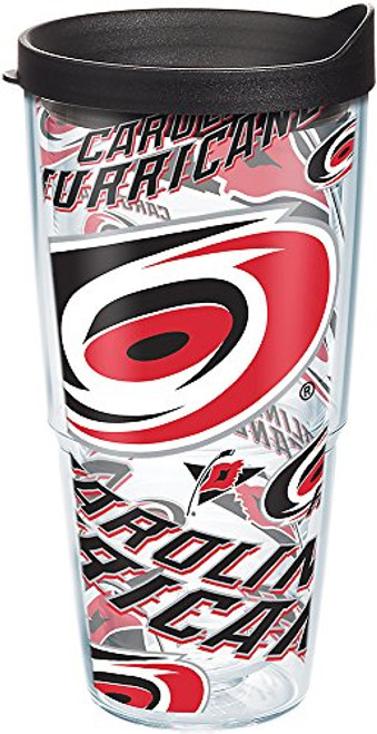 Tervis 1267852 NHL Carolina Hurricanes All Over Tumbler with Wrap and Black Lid 24oz Clear Tervis 1267852 NHL Carolina Hurricanes All Over Tumbler with Wrap and Black Lid 24oz Clear