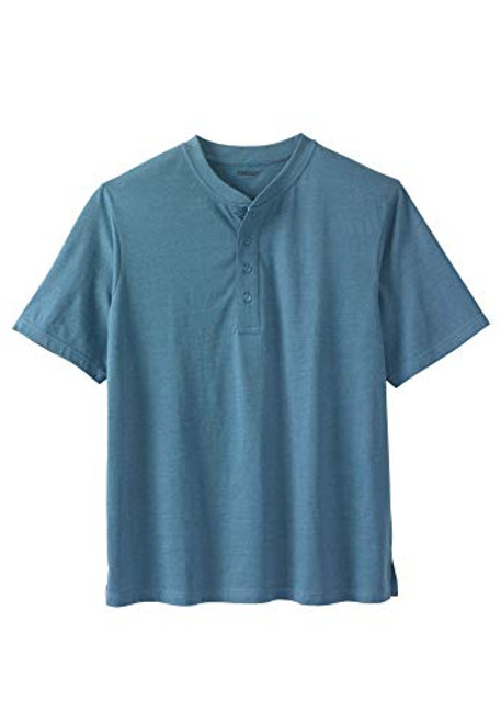 KingSize Men's Big  and  Tall Shrink-Less Lightweight Henley T-Shirt - Big - 3XL  Heather Slate Blue Henley Shirt