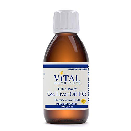 Vital Nutrients - Ultra Pure Cod Liver Oil 1025  Pharmaceutical Grade  - 100% Pure Norwegian Cod Liver Oil - 200 ml per Bottle