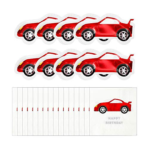Talking Tables Party Racer Happy Birthday Bundle  Race Car Shaped Plates and Happy Birthday Red Racer Napkins  Kids Sports Parties  Events