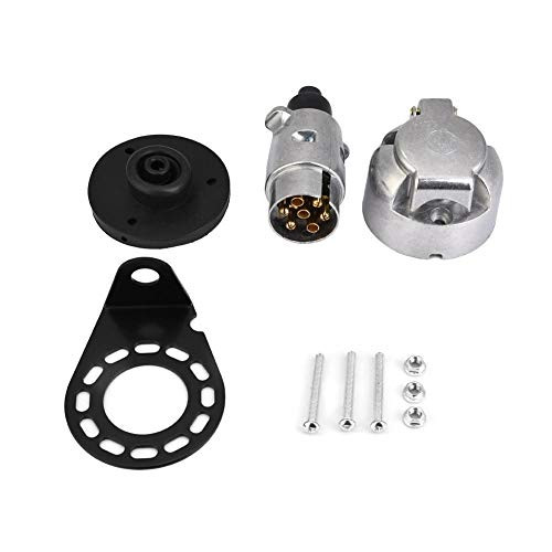 Heitune 12V 7Pin Trailer Plug Socket Connector Adapter Bracket for Trailer Caravan Towing Towbar