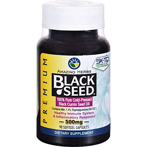 Amazing Herbs Cold-Pressed Black Seed Oil 500mg Softgels  90 Capsules  1 Ounce