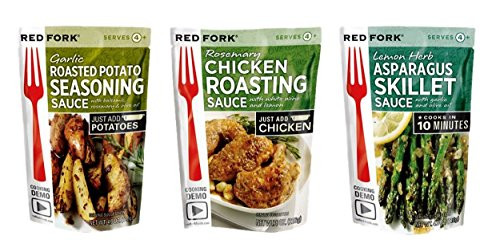 Red Fork Seasoning Sauce 3 Flavor Variety Bundle   1  Garlic Roasted Potato   1  Lemon Herb Asparagus   and  1  Rosemary Chicken - 3 Pouches