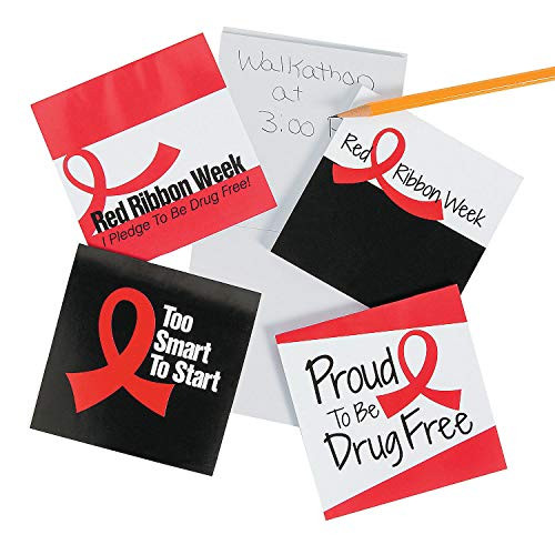 Fun Express - Red Ribbon Week Notepads - Stationery - Notepads - Notepads - 24 Pieces