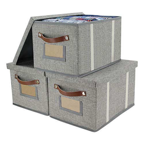 Storage Baskets with Lid for shelf  Foldable Storage Bins Cubes Organizer  Collapsible Decorative Fabric Storage Basket Cube with Handle for Organizing Shelf Nursery Home Closet