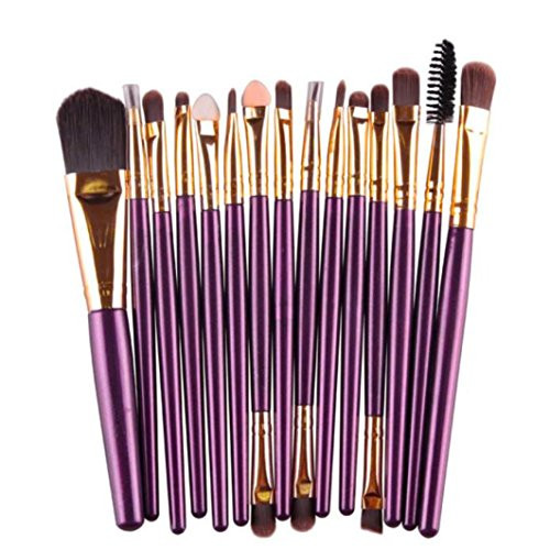 BEAUTYVAN Brush  15 pcs Eye Shadow Eyebrow Lip Brush Makeup Brushes Tool  Purple