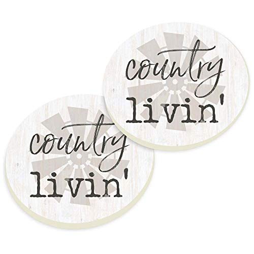 P. Graham Dunn Country Livin Windmill Cream 3 x 3 Absorbent Ceramic Car Coaster Pack of 4