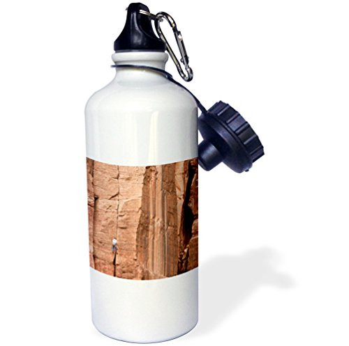 3dRose "Utah  Zion National Park  climber  Weeping Rock US45 RBR0001 Rick A. Brown" Sports Water Bottle  21 oz  White