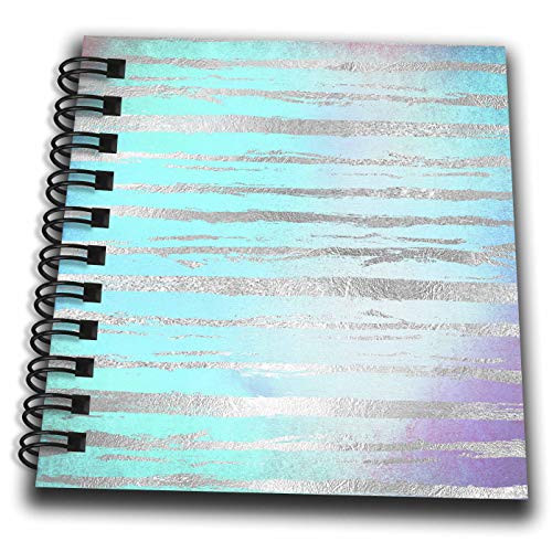 3dRose Glam Mint Green and Purple Image Of Silver Uneven Stripes. - Drawing Books  db_341277_3