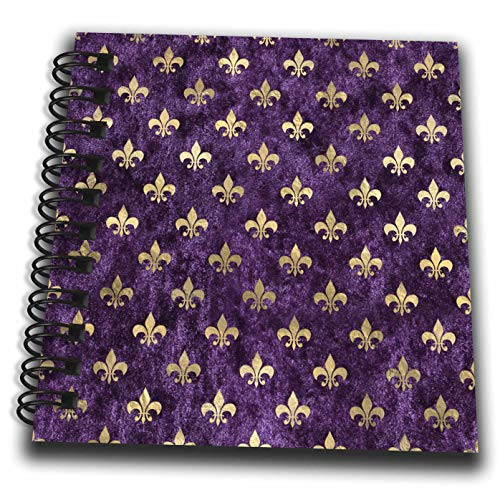 3dRose Elegant Purple Image Of Velvet and Image Of Gold Fleur De Lis. - Drawing Books  db_341306_3