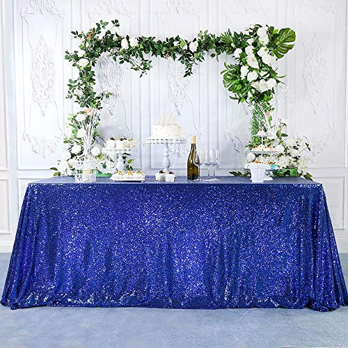 CIPAZEE Royal Blue Sequin Tablecloth 60x102 Inch Rectangle Glitter Party Wedding Christmas Banquet Sparkle Table Cloth Sparkly Table Cover