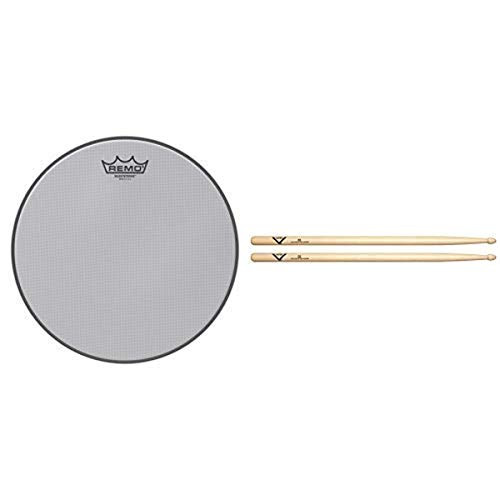 Remo Silentstroke Drumhead  12" with Vater 5B Wood Tip Hickory Drum Sticks  Pair