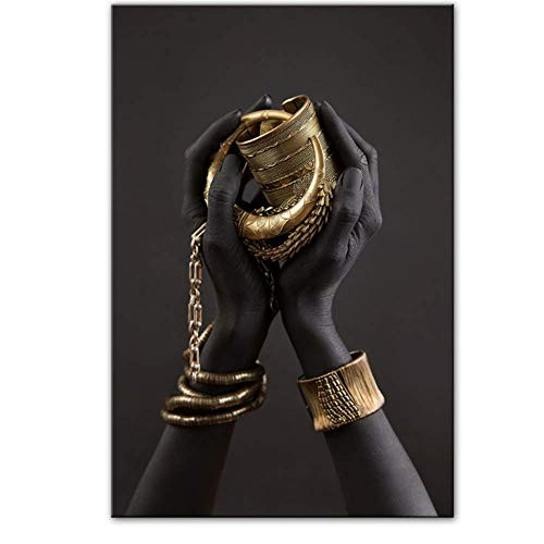 Black Woman's Hand With Gold Jewelry The Wall Art Posters And Prints African Art Home Decor Canvas Paintings 50x70cm unframed