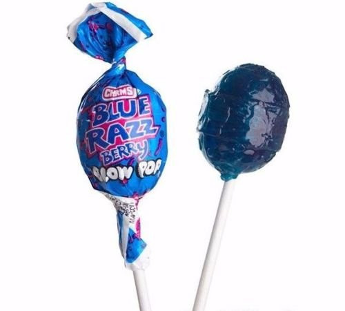 50 PIECE BLUE RAZZ BERRY RASPBERRY CHARMS BLOW POPS LOLLIPOPS