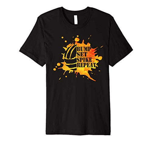 Volleyball Orange Paint Splatter Bump Set Spike Repeat Premium T-Shirt