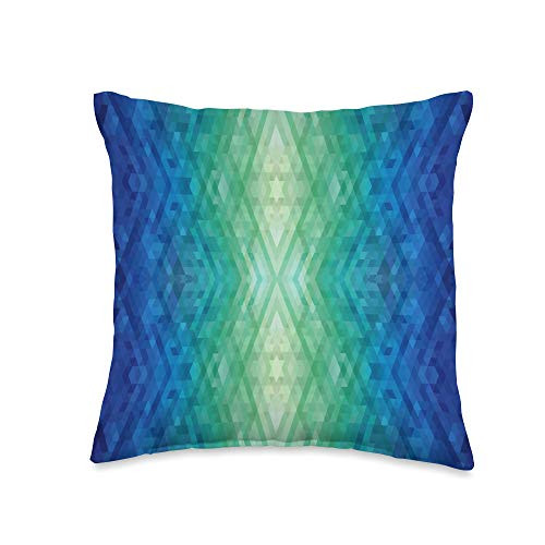 Blue Green Polygon Design Throw Pillow 16x16 Multicolor Blue Green Polygon Design Throw Pillow 16x16 Multicolor