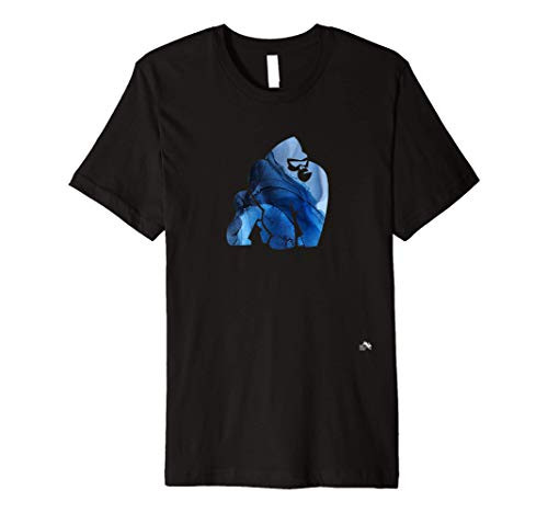 Watercolor Paint Style - Blue Gorilla - Great Ape Primate Premium T-Shirt