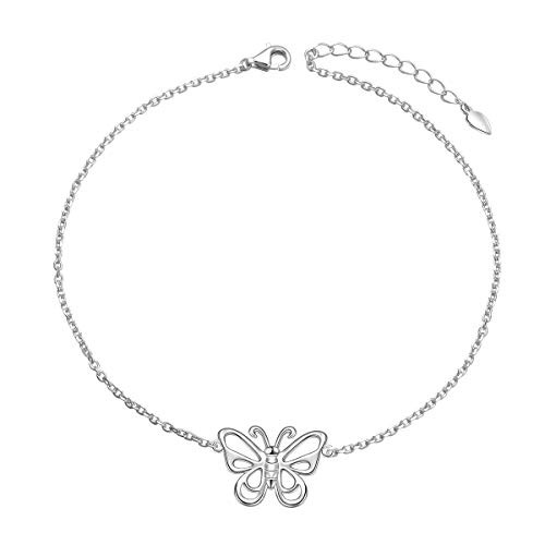 925 Sterling Silver Boho Beach Charm Adjustable Foot Chain Anklet Butterfly Ankle Bracelet for Women Girl Jewelry Birthday Gift  Butterfly 925 Sterling Silver Boho Beach Charm Adjustable Foot Chain Anklet Butterfly Ankle Bracelet for Women Girl Jewelry Birthday Gift  Butterfly